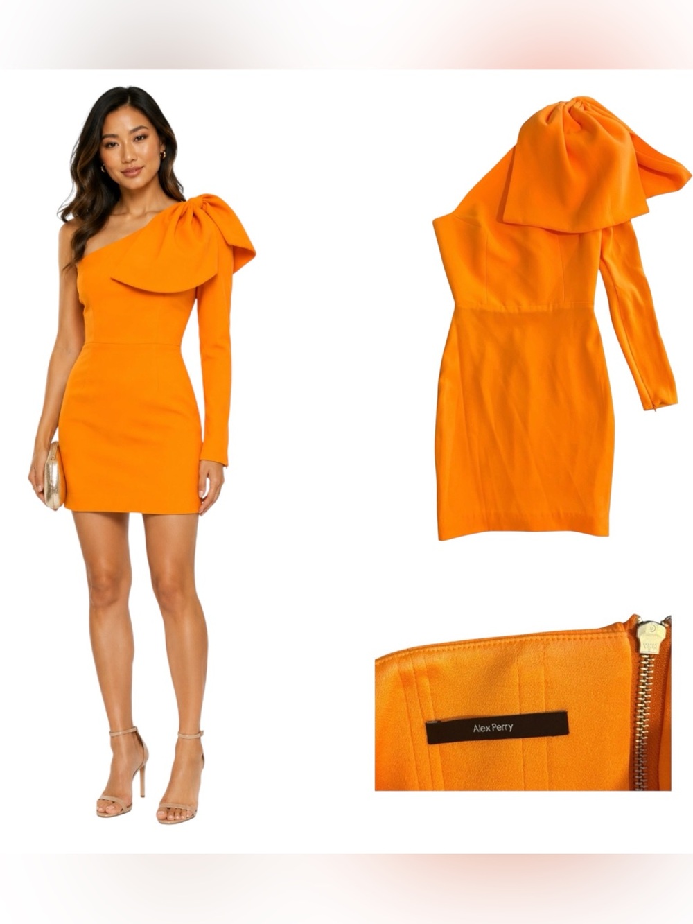 Alex Perry One Shoulder Bow Mini Dress